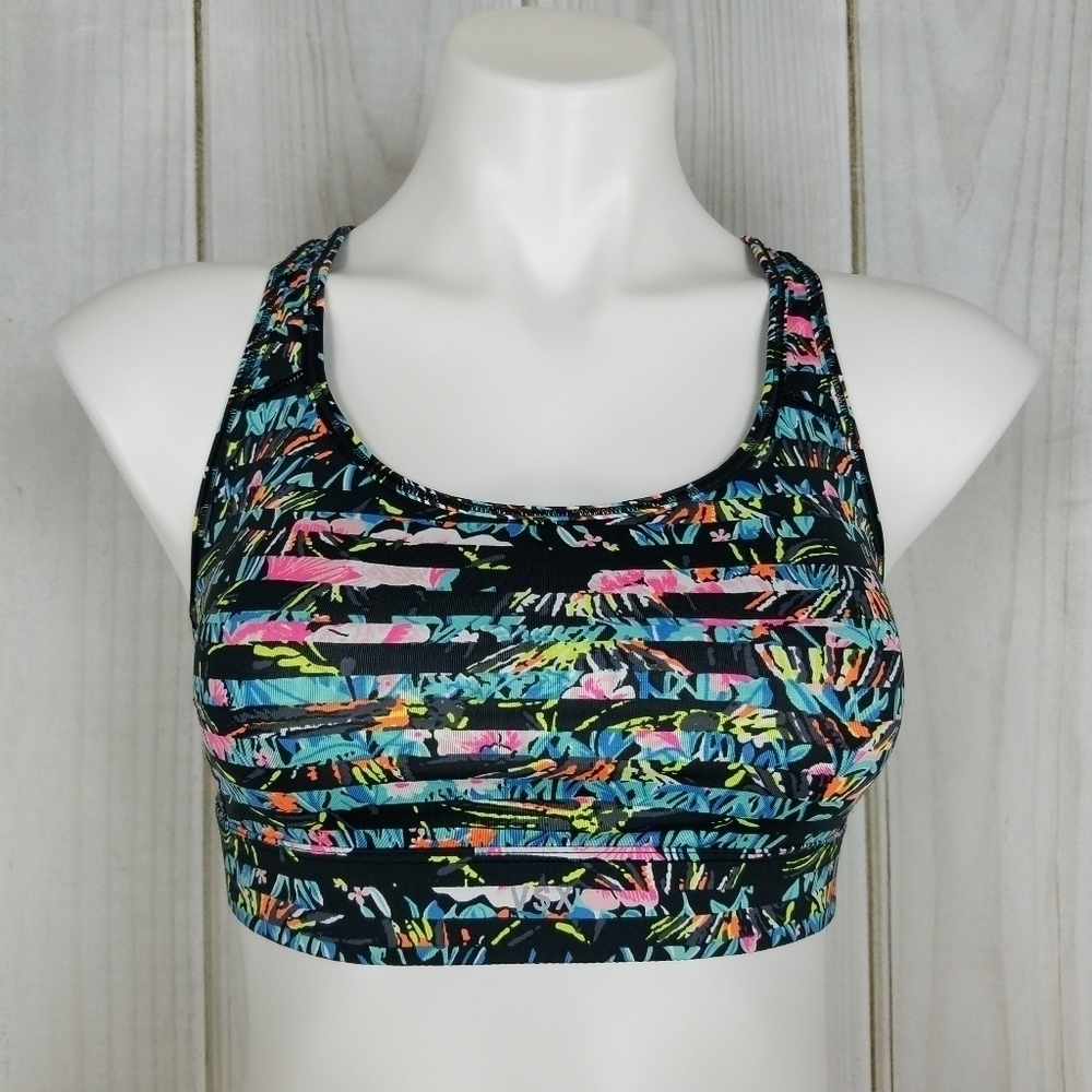 Victoria's Secret VSX Sport Bra Floral Teal Striped